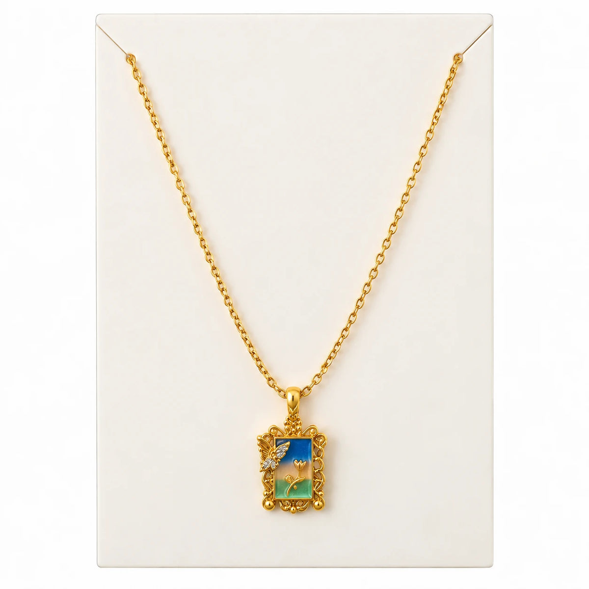 Ornate Stainless Steel Pendant Necklace