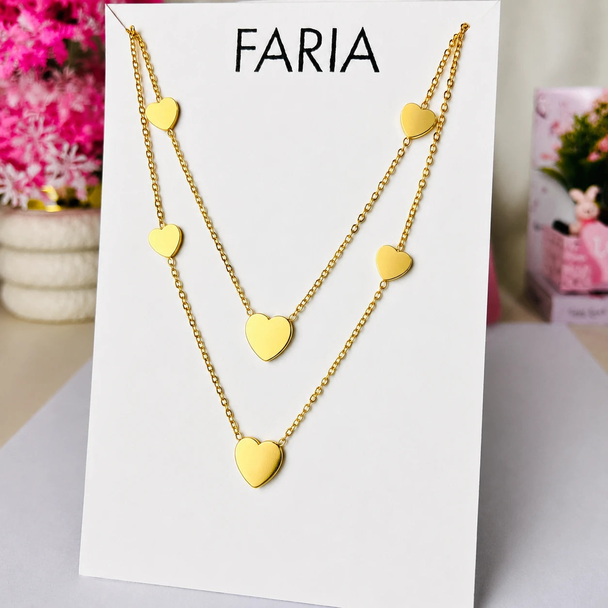 Layered Heart Charm Chain Stainless