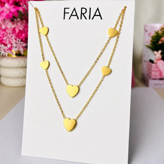 Layered Heart Charm Chain Stainless