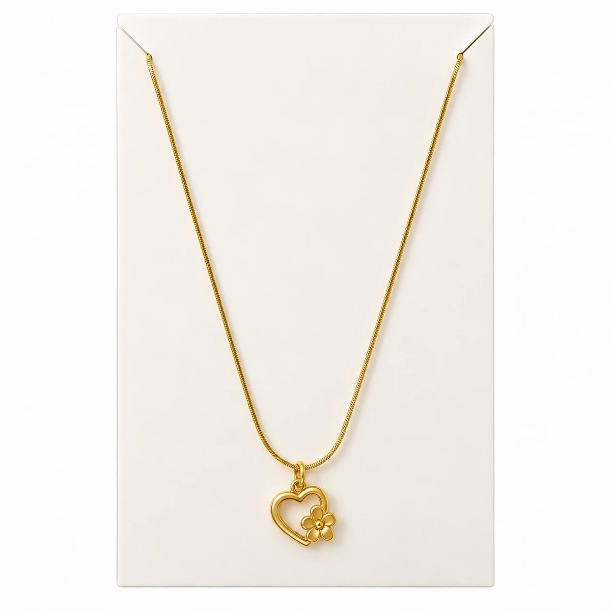 Golden Petal Heartline Necklace - Stainless