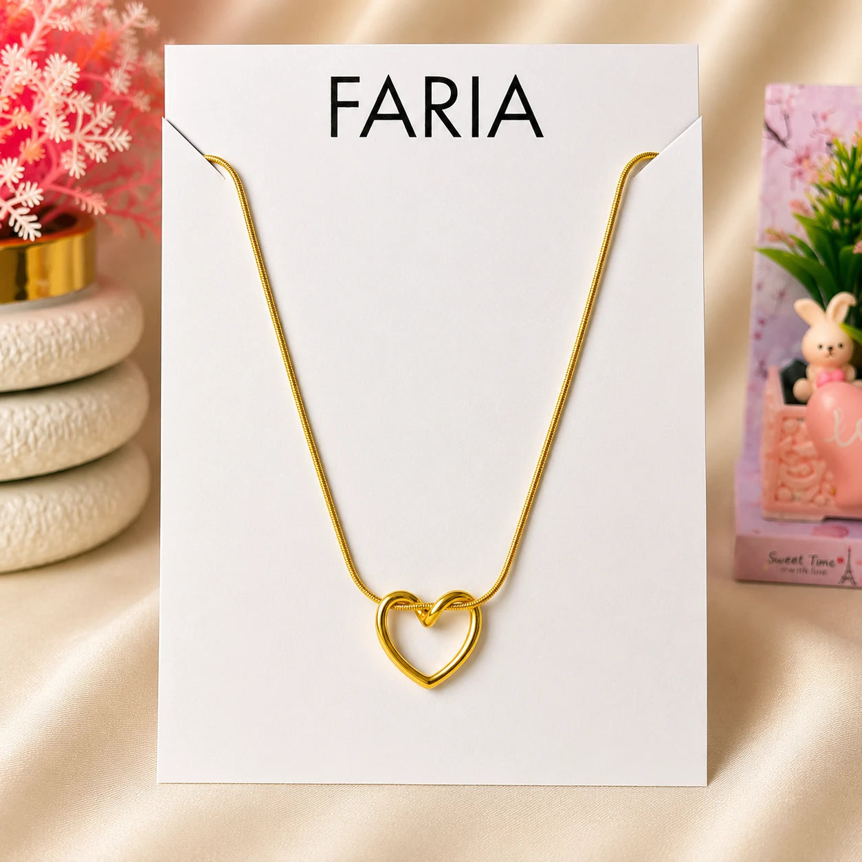 Golden Interlock Heart  Pendant - Stainless