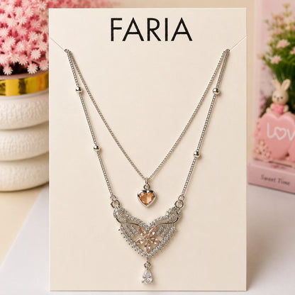 Silver Blossom Heart Layered Necklace - 7 Designs