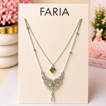 Silver Blossom Heart Layered Necklace - 7 Designs
