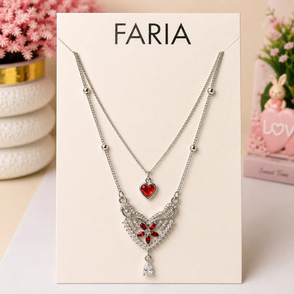 Silver Blossom Heart Layered Necklace - 7 Designs