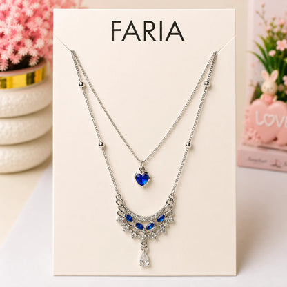 Silver Blossom Heart Layered Necklace - 7 Designs