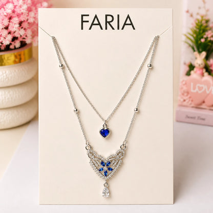 Silver Blossom Heart Layered Necklace - 7 Designs