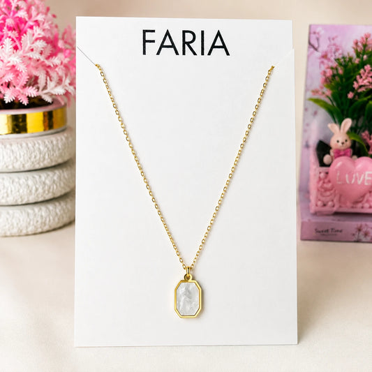 Ivory Mosaic Pendant Chain - Stainless