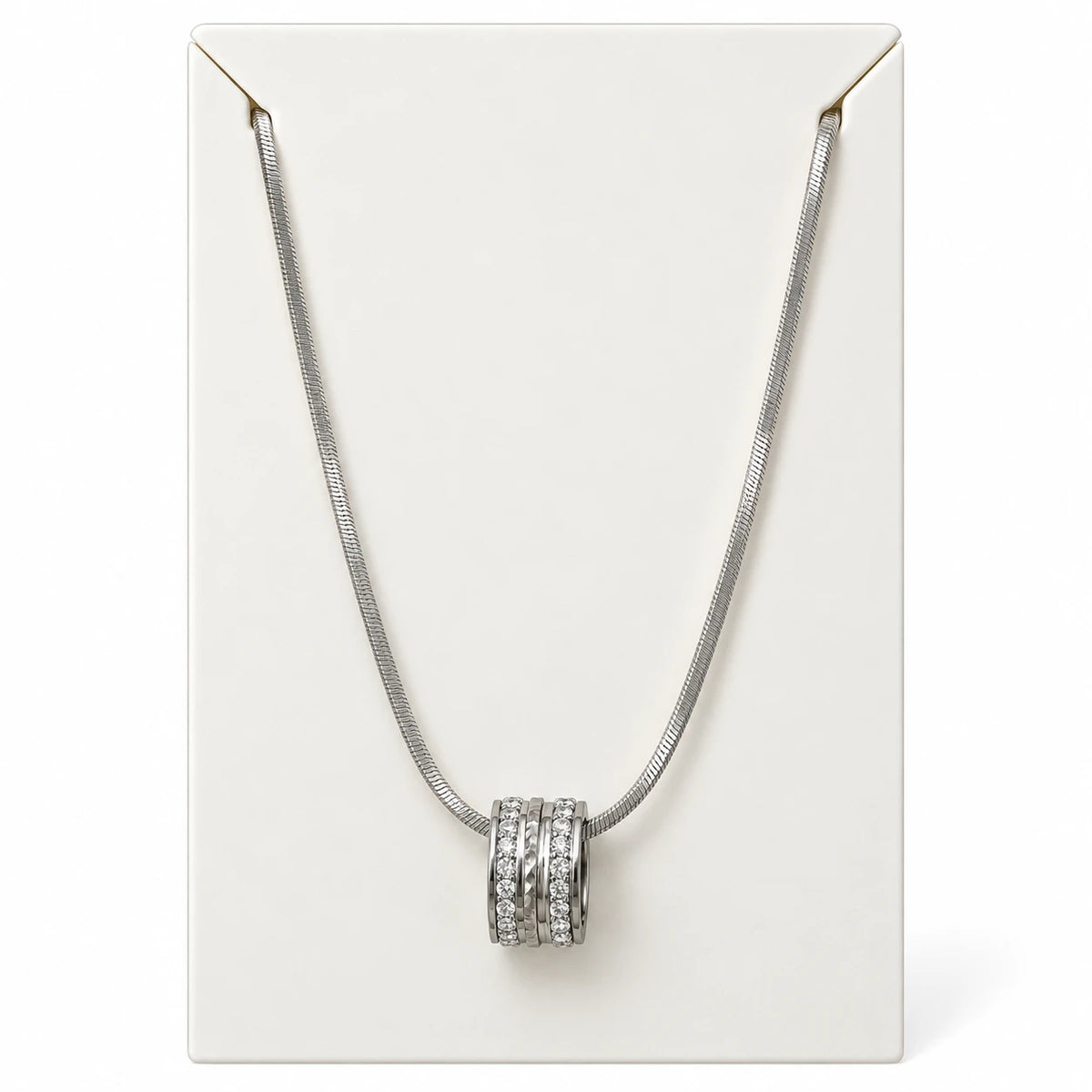 Silver Orbit Crystal Pendant Necklace