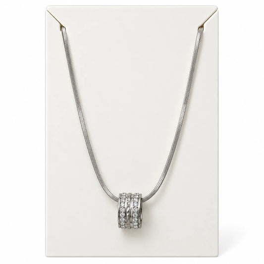 Silver Orbit Crystal Pendant Necklace