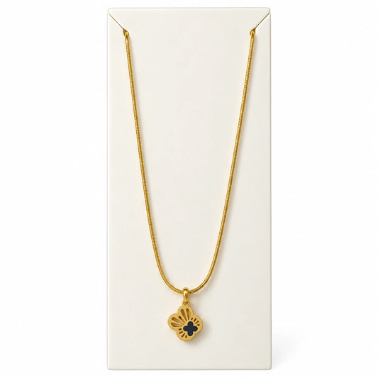 Midnight Clover Stainless Steel Necklace