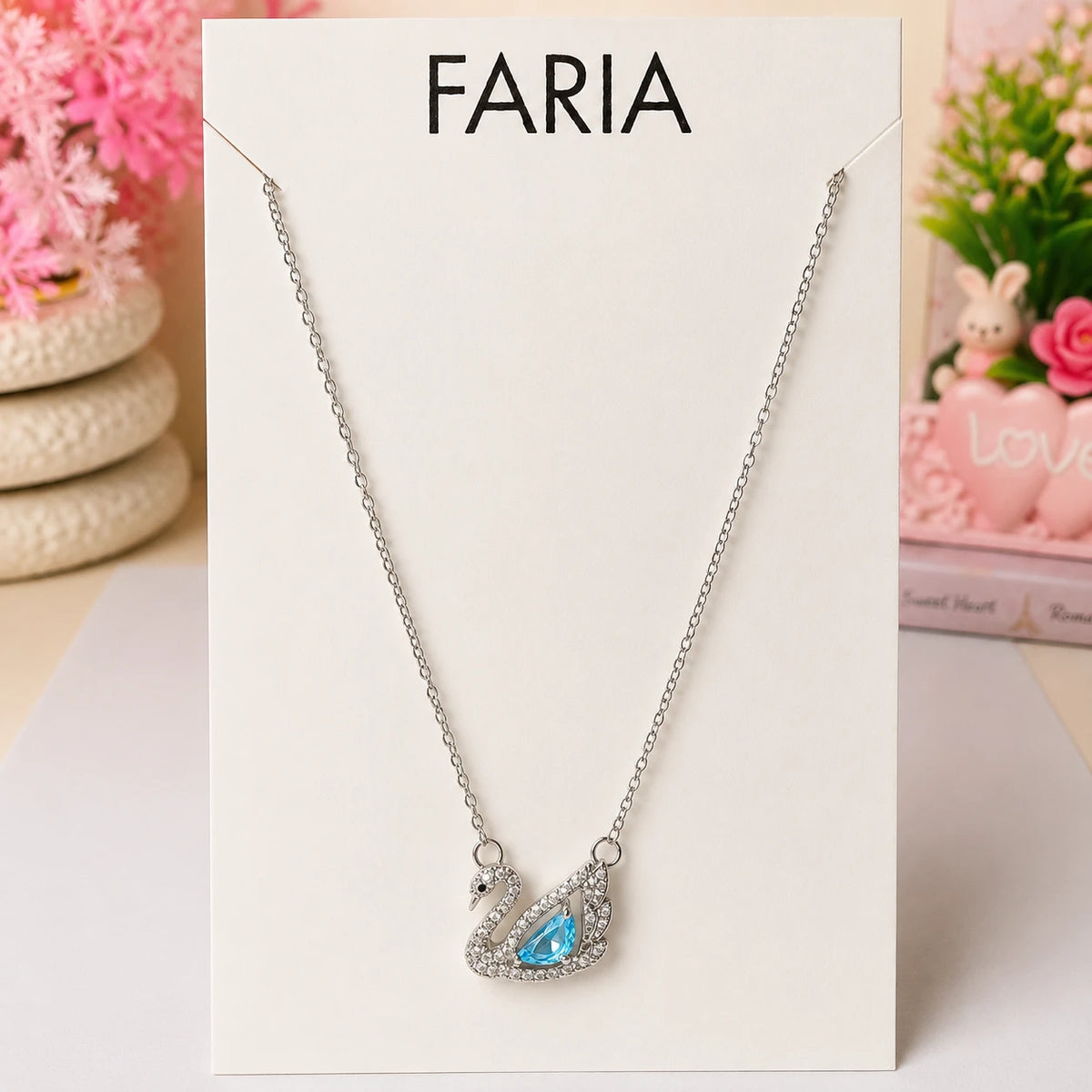 Blue Swan Pendant Necklace - Stainless