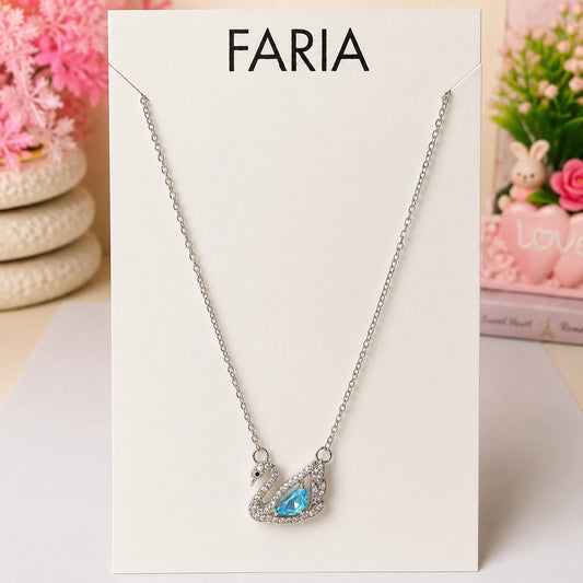 Blue Swan Pendant Necklace - Stainless