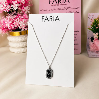 Roman Dial Silver Pendant Chain - Stainless