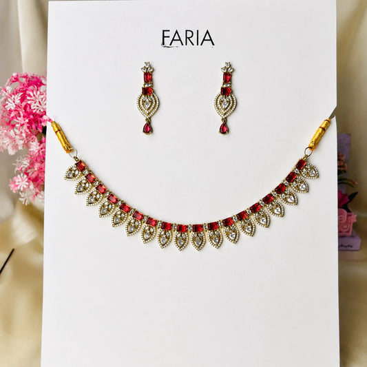 Ruby Crystal Choker Set