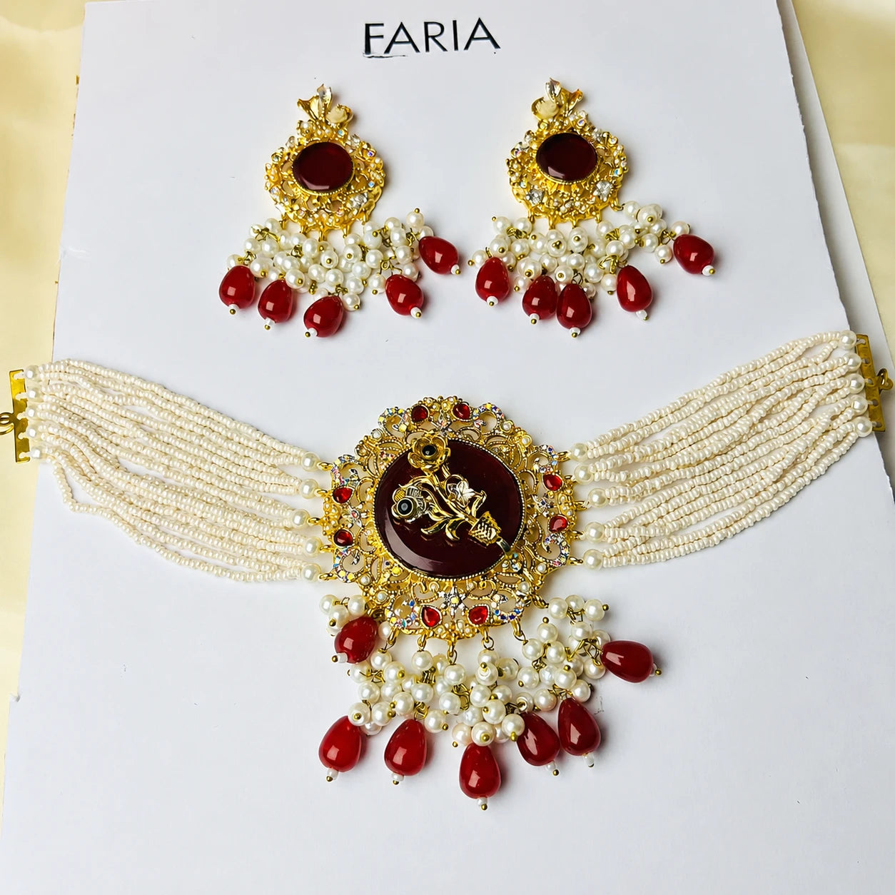 Ruby Pearl Choker Set