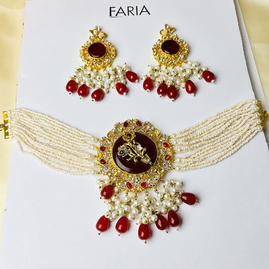 Ruby Pearl Choker Set