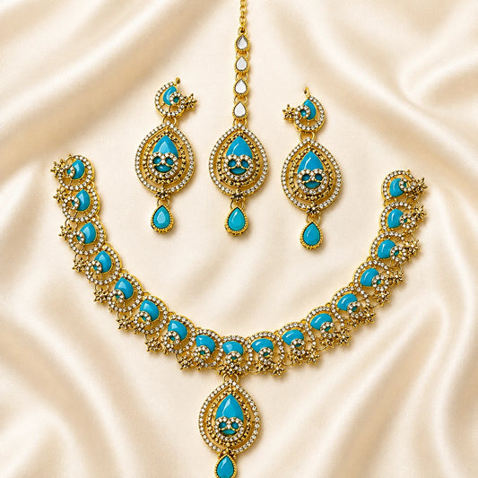 Turquoise Kundan Choker Set
