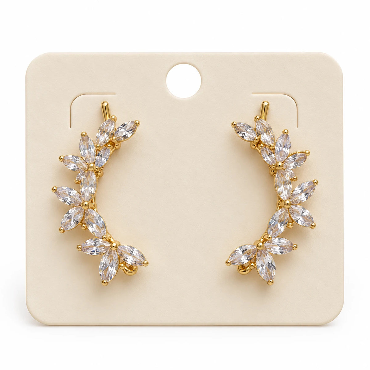 Golden Marquise Floral Ear Cuffs