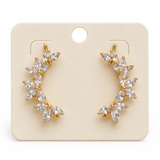 Golden Marquise Floral Ear Cuffs
