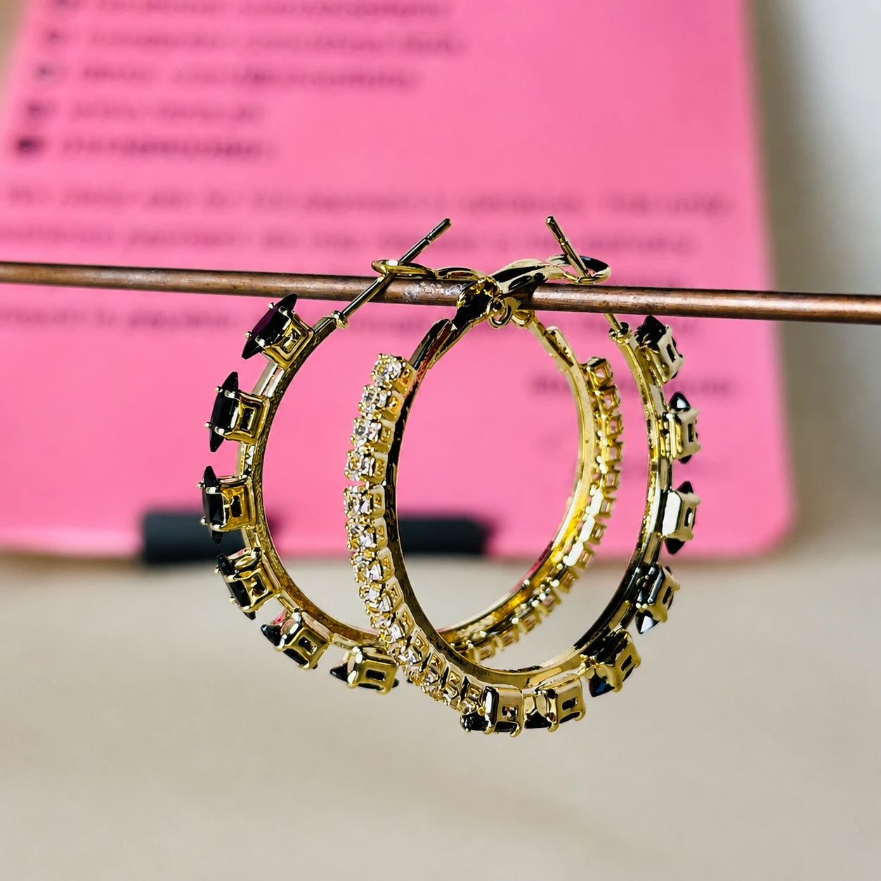 Midnight Spark Hoop Earrings