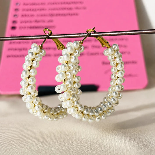 Pearl Bloom Hoop Earrings
