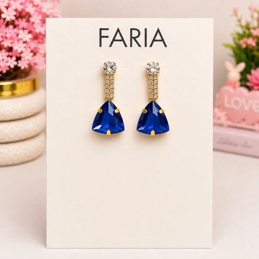 Sapphire Blue Crystal Dangle Earrings