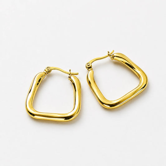 Minimalist Gold-Tone Square Hoop Earrings