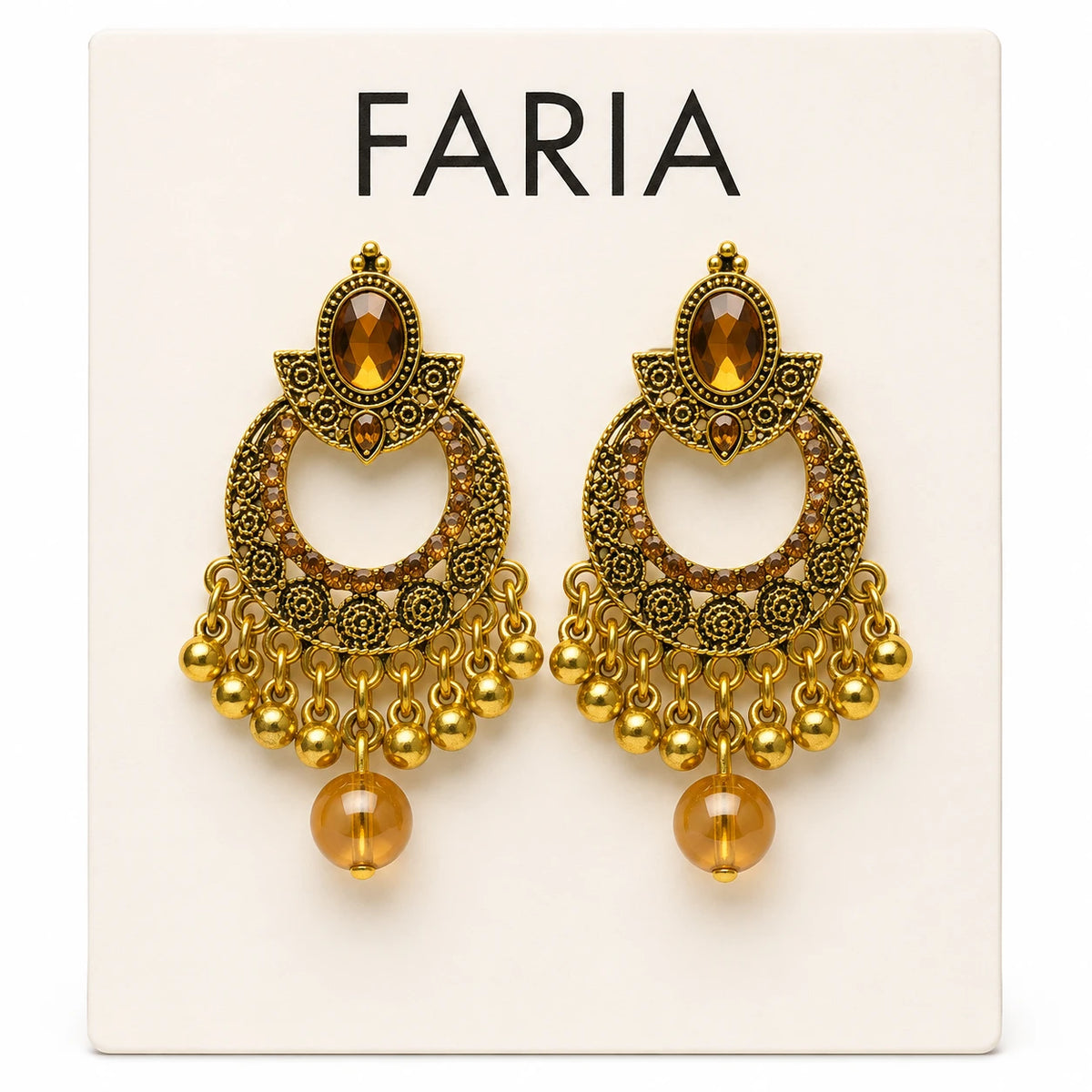 Golden Amber Vintage Chandelier Earrings