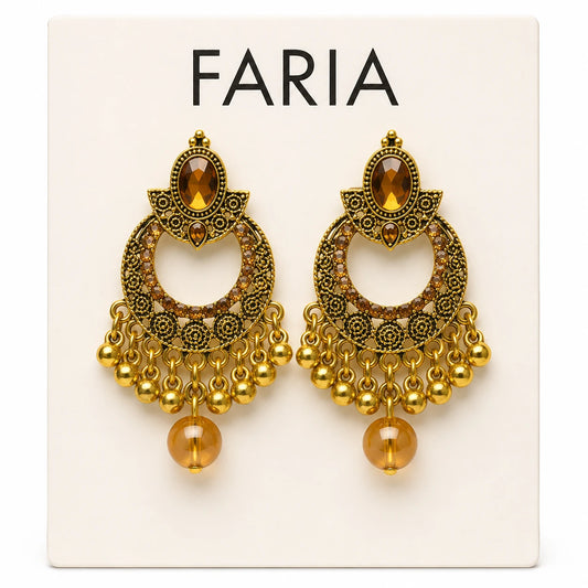 Golden Amber Vintage Chandelier Earrings