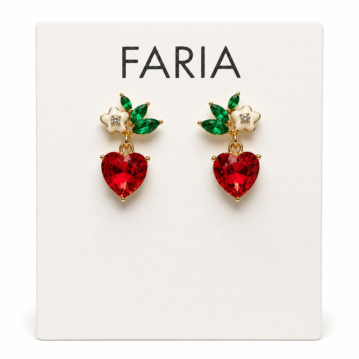 Enchanted Heart Gemstone Floral Earrings - 3 Colors