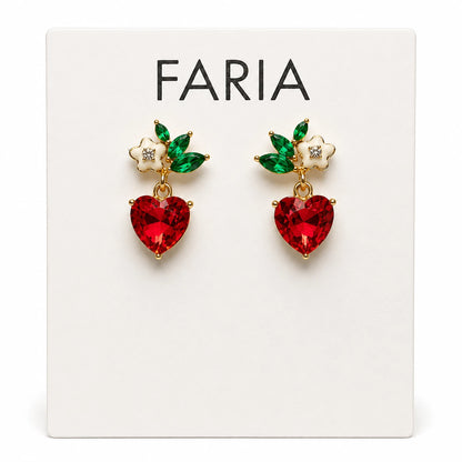 Enchanted Heart Gemstone Floral Earrings - 3 Colors