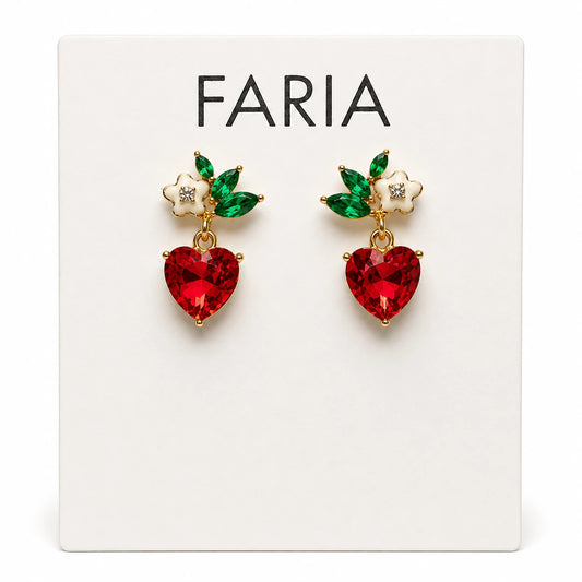 Enchanted Heart Gemstone Floral Earrings - 3 Colors