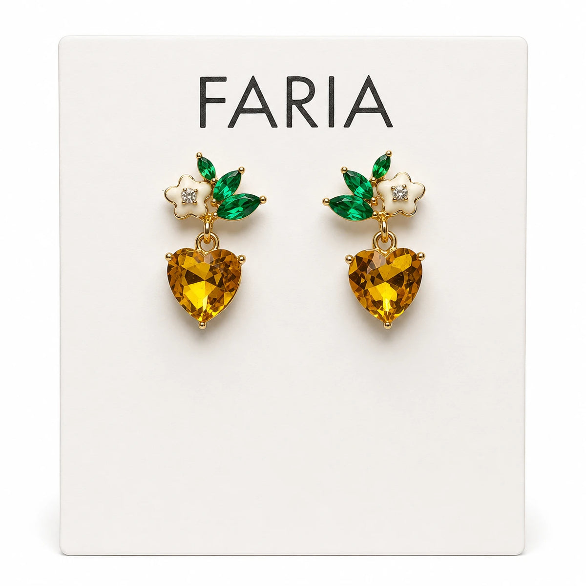 Enchanted Heart Gemstone Floral Earrings - 3 Colors