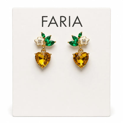 Enchanted Heart Gemstone Floral Earrings - 3 Colors