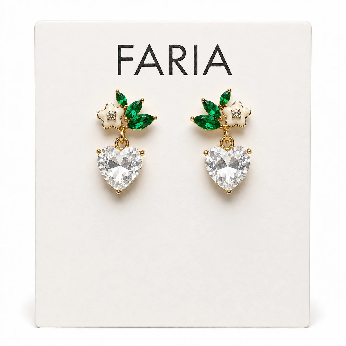 Enchanted Heart Gemstone Floral Earrings - 3 Colors