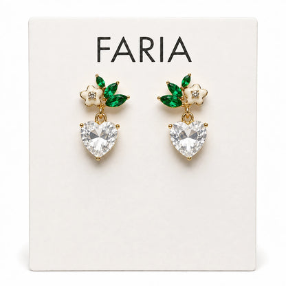 Enchanted Heart Gemstone Floral Earrings - 3 Colors