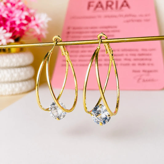 Crystal Drop Hoop Earrings