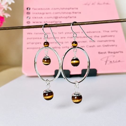 Tiger Eye Bead Drop Earrings