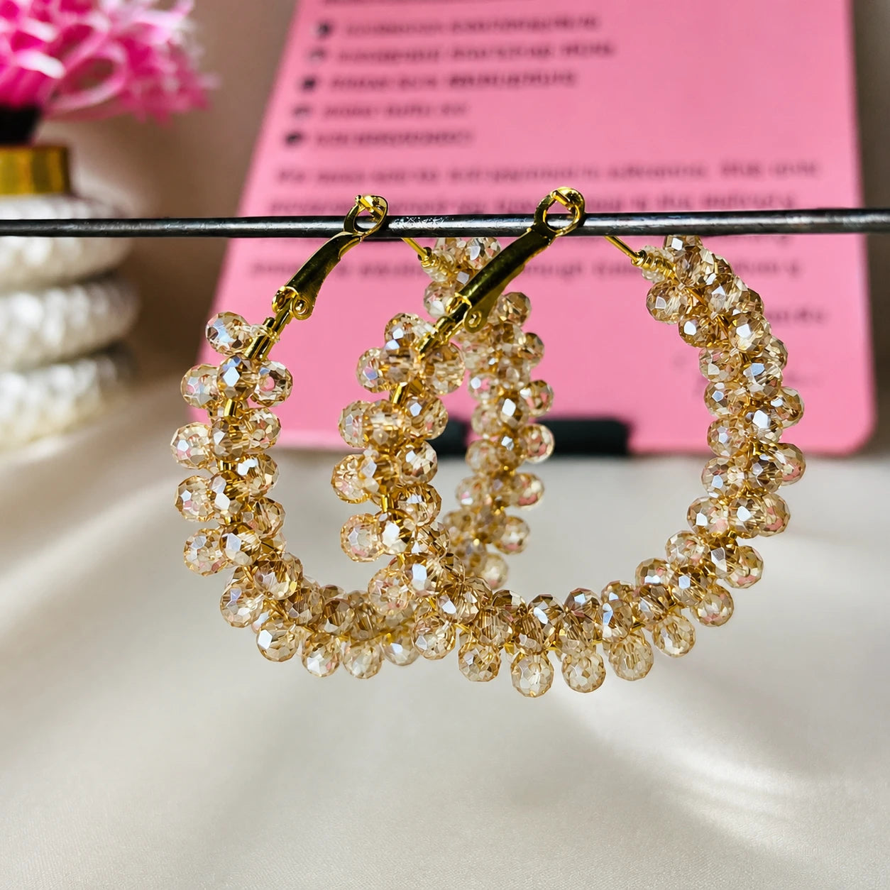 Champagne Crystal Hoop Earrings
