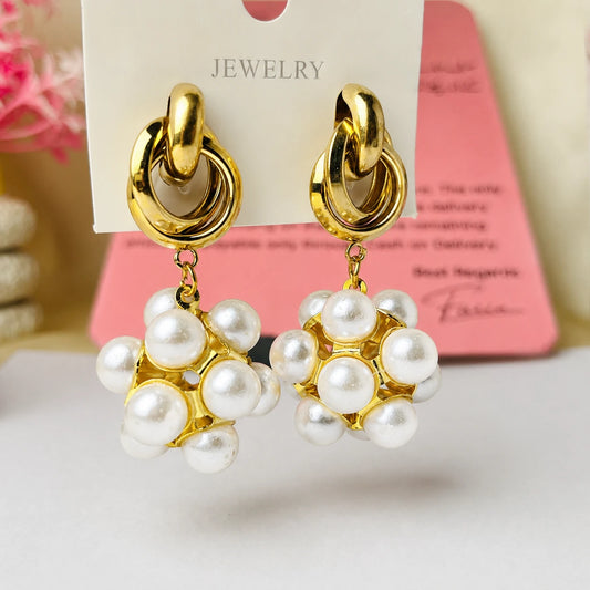 Pearl Cluster Drop Earrings
