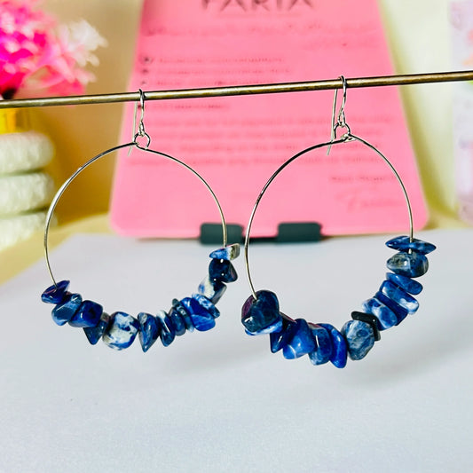 Blue Stone Hoop Earrings