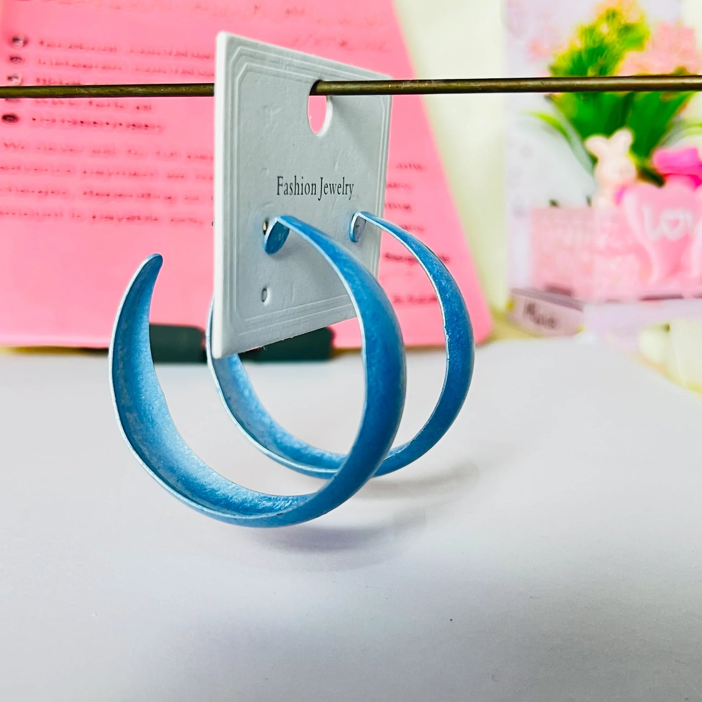 Matte Blue Hoop Earrings