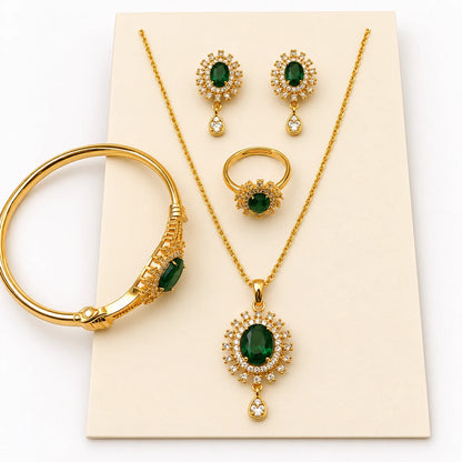 Turquoise Elegance Jewelry Set Golden - Green