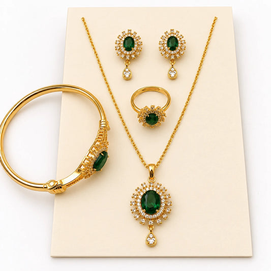 Turquoise Elegance Jewelry Set Golden - Green