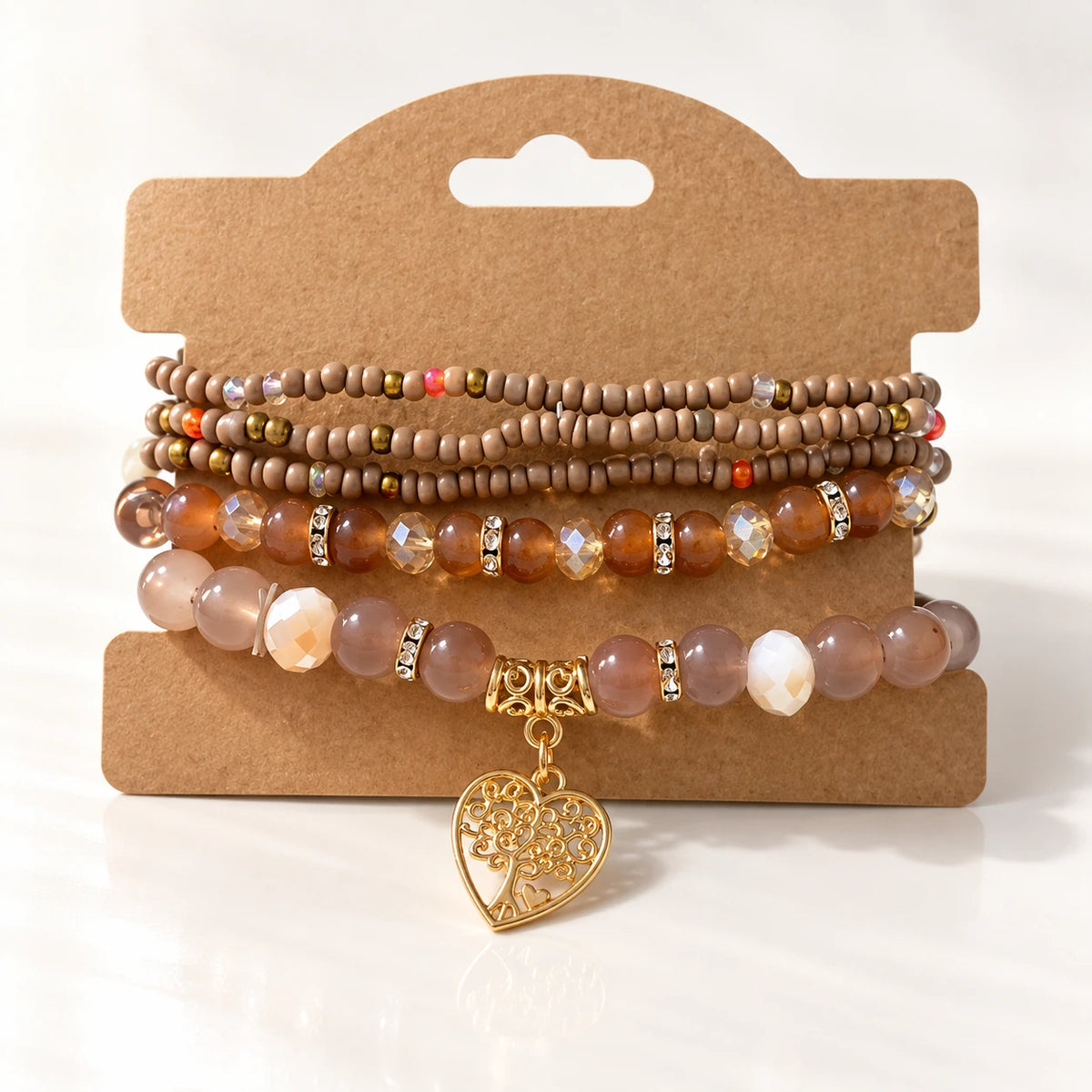 Multicolor Beaded Charm Bracelet Set - 10 Designs