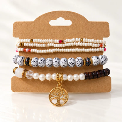 Multicolor Beaded Charm Bracelet Set - 10 Designs