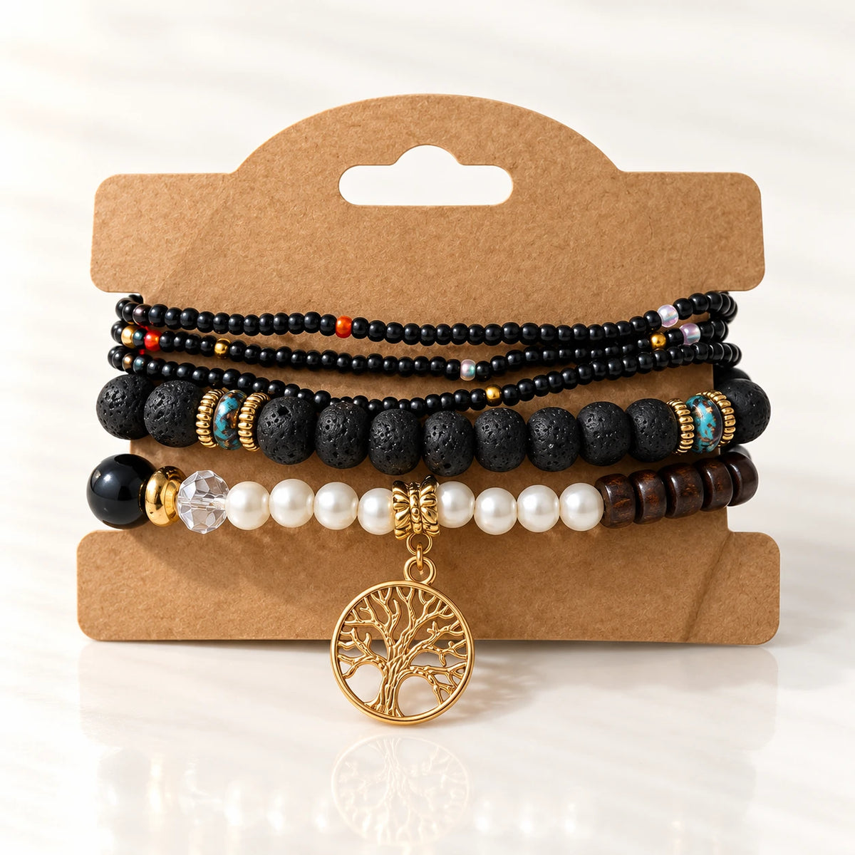 Multicolor Beaded Charm Bracelet Set - 10 Designs