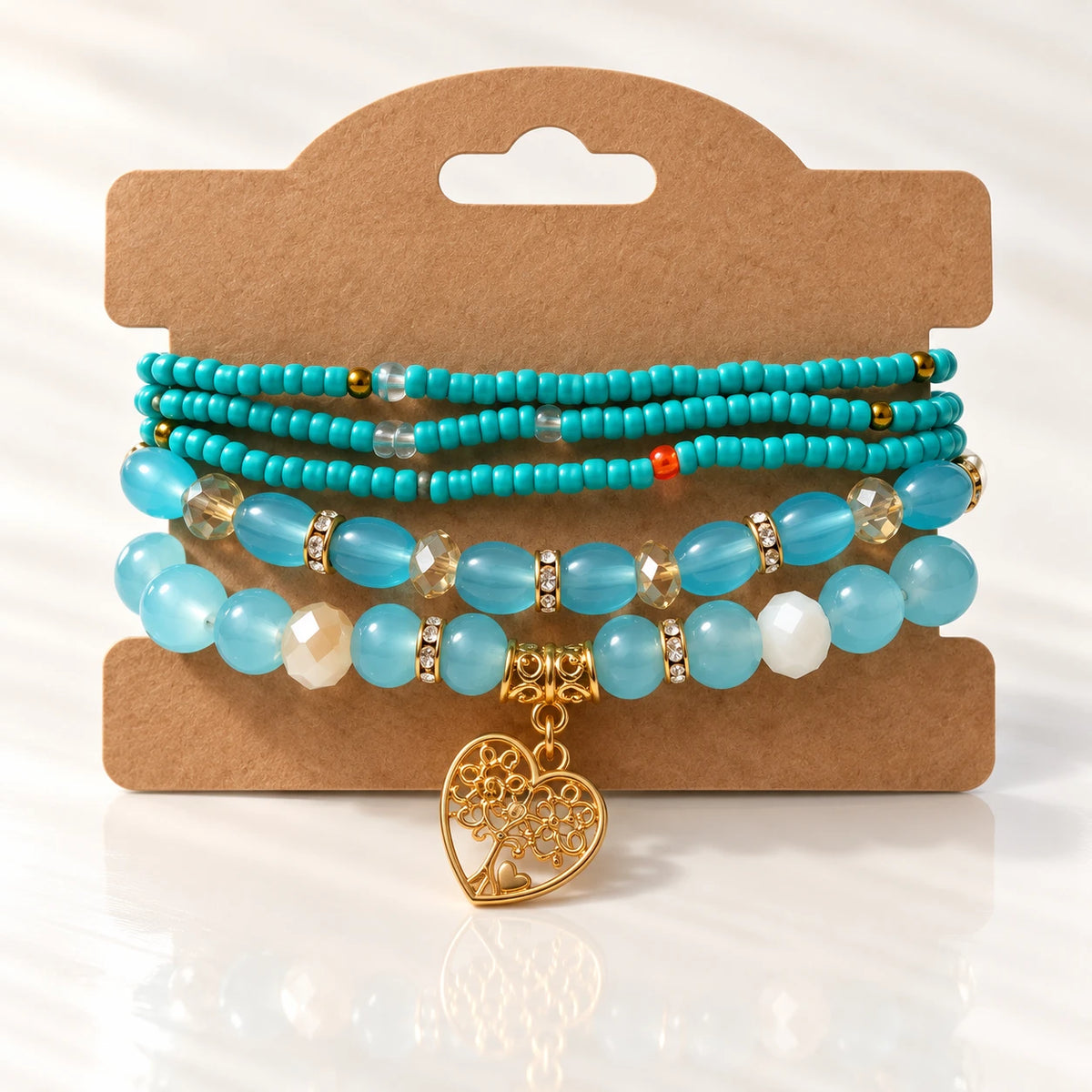 Multicolor Beaded Charm Bracelet Set - 10 Designs