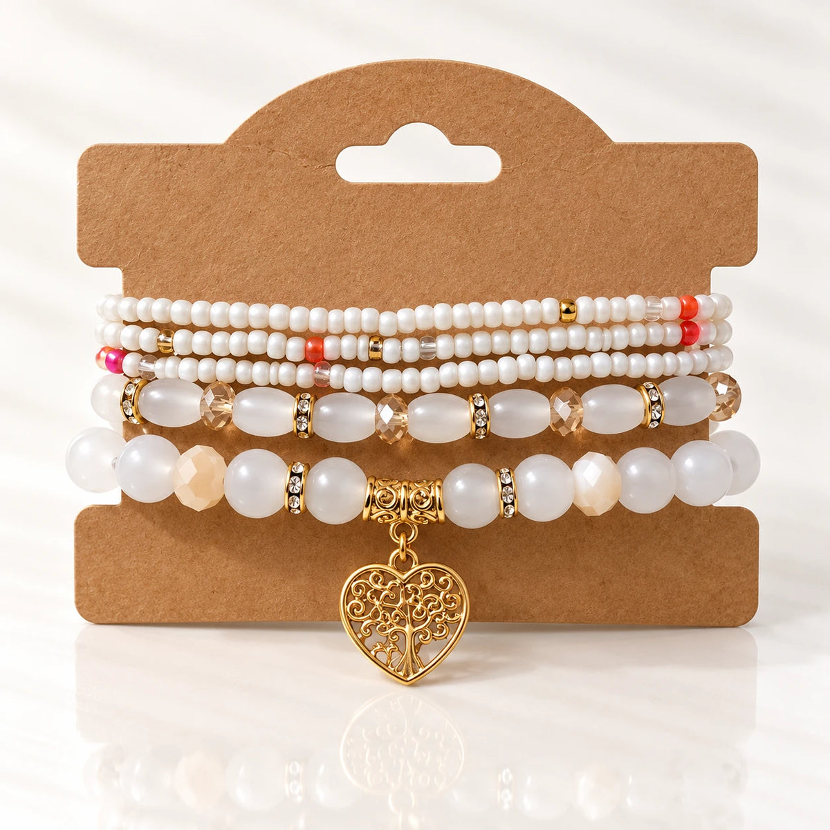 Multicolor Beaded Charm Bracelet Set - 10 Designs