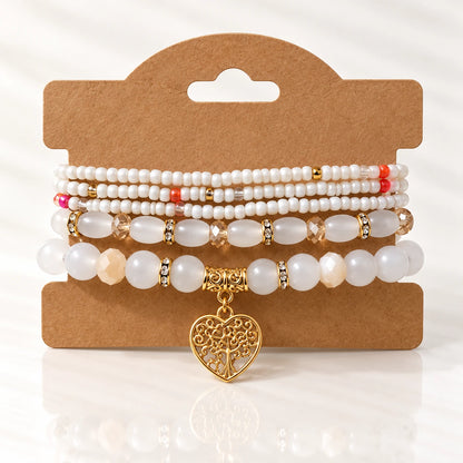 Multicolor Beaded Charm Bracelet Set - 10 Designs